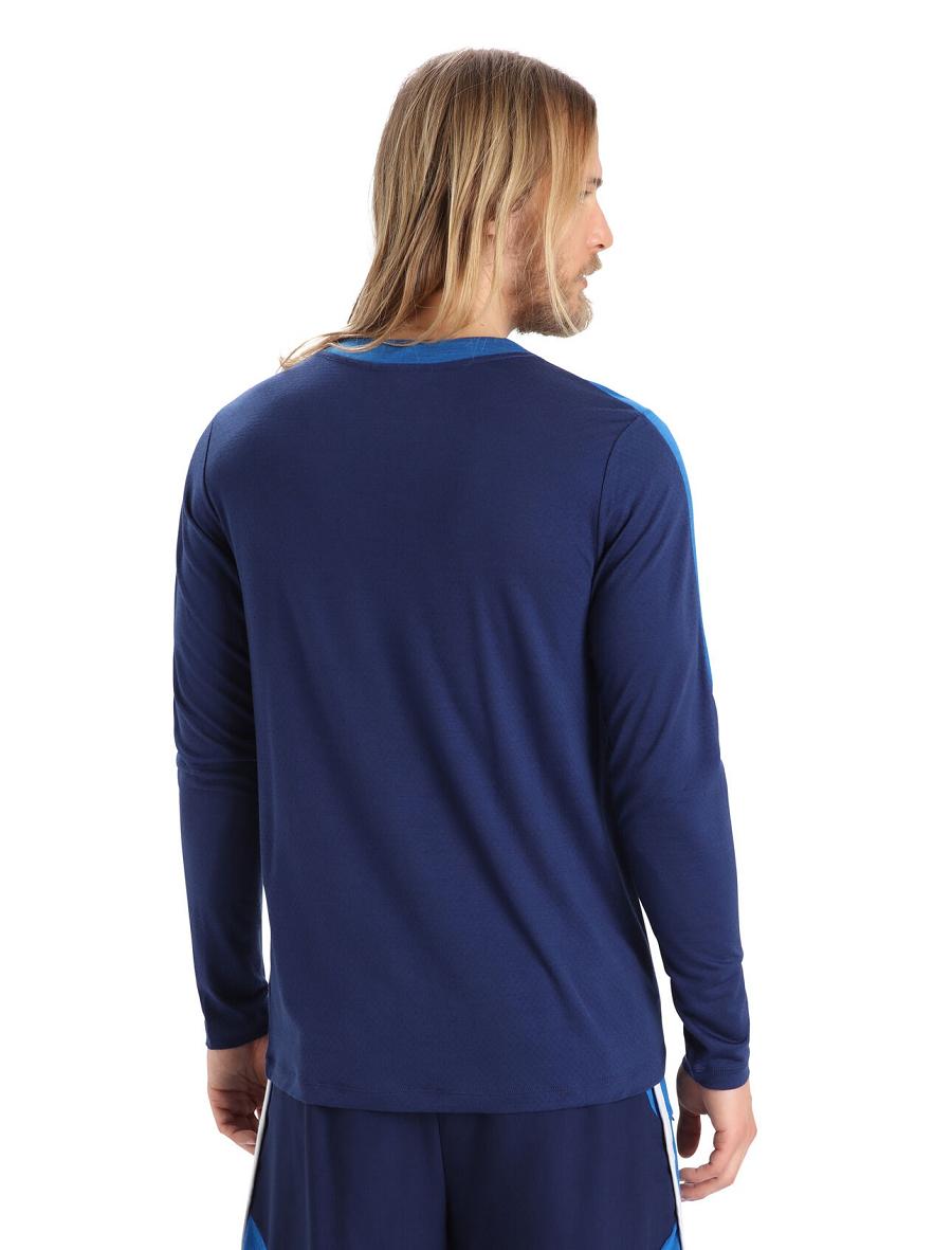 Men's Icebreaker ZoneKnit™ Merino T-Shirt Long Sleeve Lazurite / Royal Navy | CA 1715JPQJ